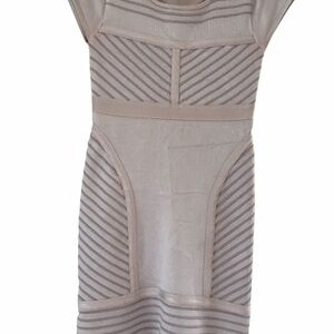 Bebe Rose Dust Bodycon Panel Dress XS Blush Pink Stretch